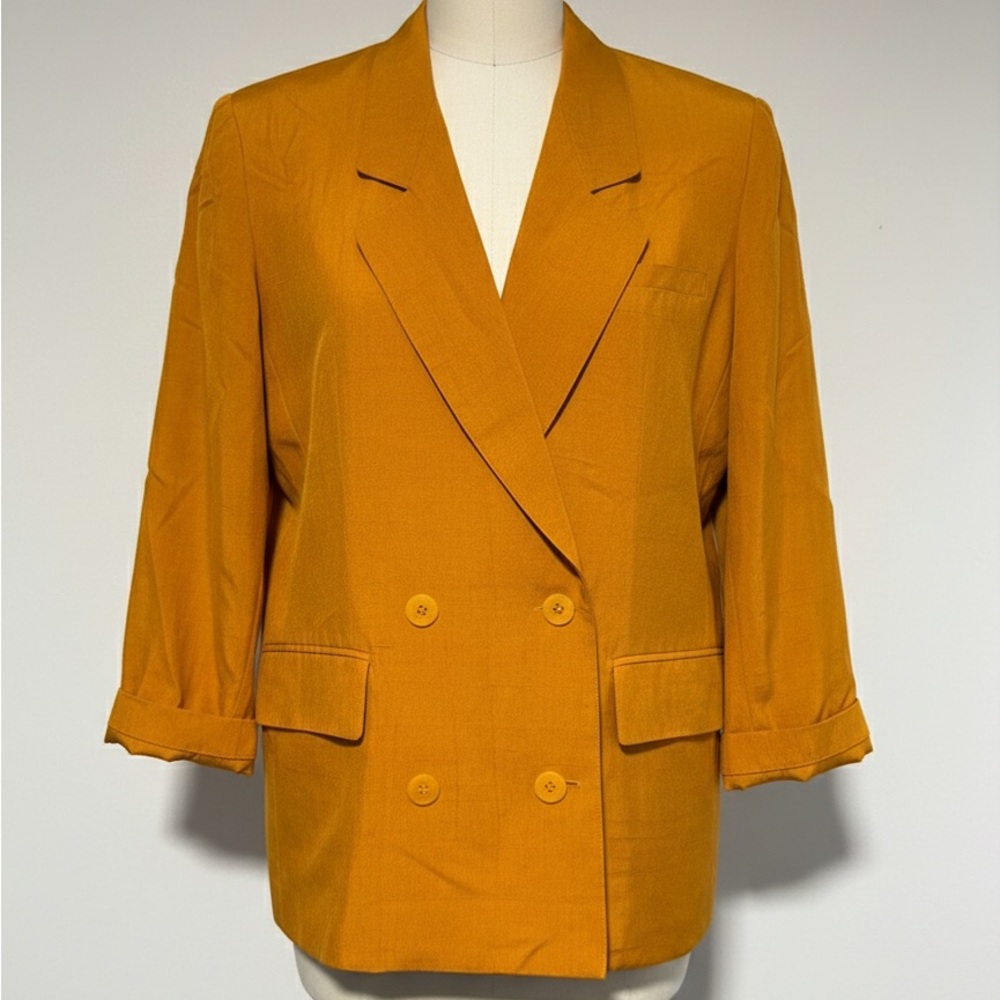 Agenda Women's Golden Double-Breasted Blazer
